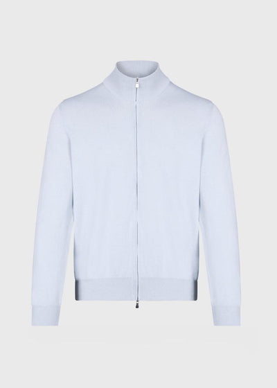 Cotton Double Zip Cardigan - Silver - Cardigan