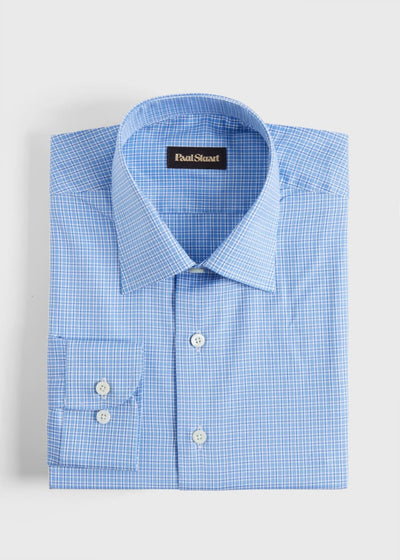 Cotton Flannel Plaid Sport Shirt - Light Blue - XXL (46) - Collared Shirt
