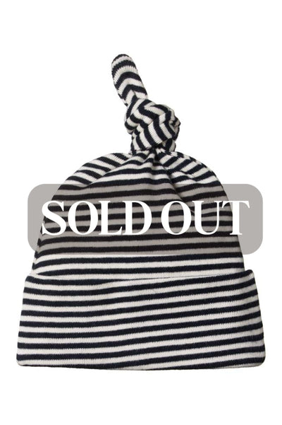 Cotton Knotted Beanie - Navy Stripe - Beanie