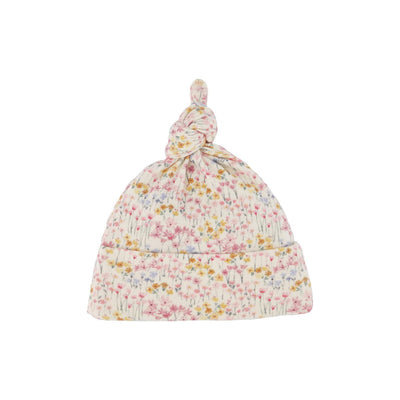 Cotton Knotted Beanie - Wildflower Mountain Print - Beanie