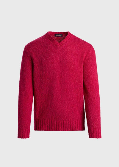 Cotton & Linen V-Neck Pullover - Plum - Sweater