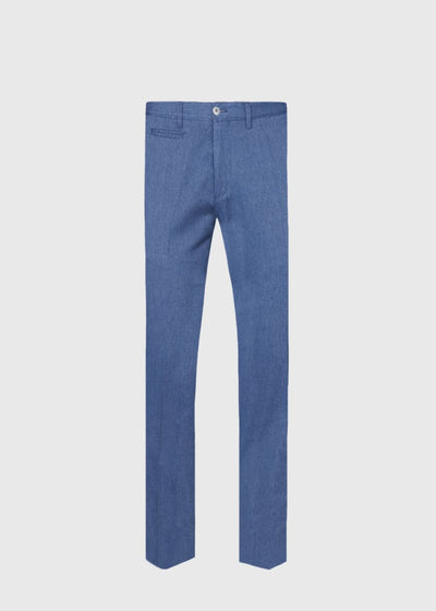 Cotton Plain Front Dress Trouser - Blue - 40 (Long) - Pants
