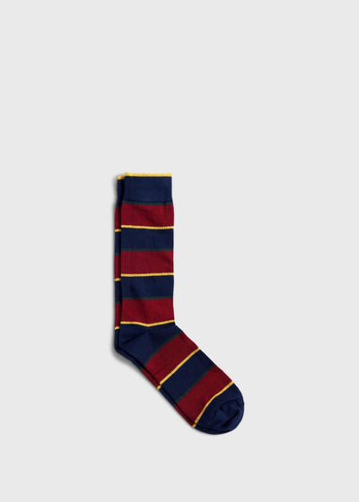 Cotton Regimental Stripe Sock - Navy/Red - ONE SIZE - Socks