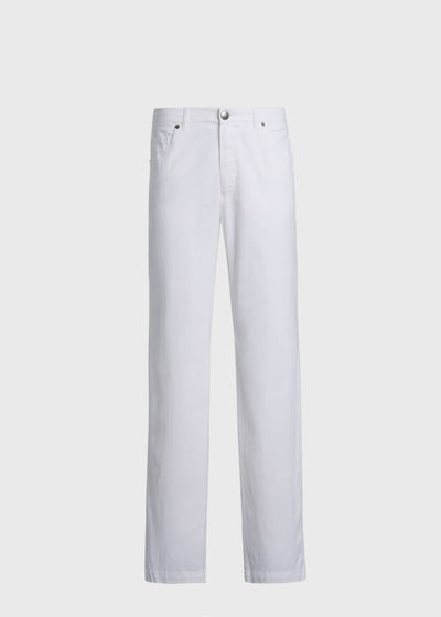 Cotton & Silk Five Pocket Pant - White - 38 - Pants