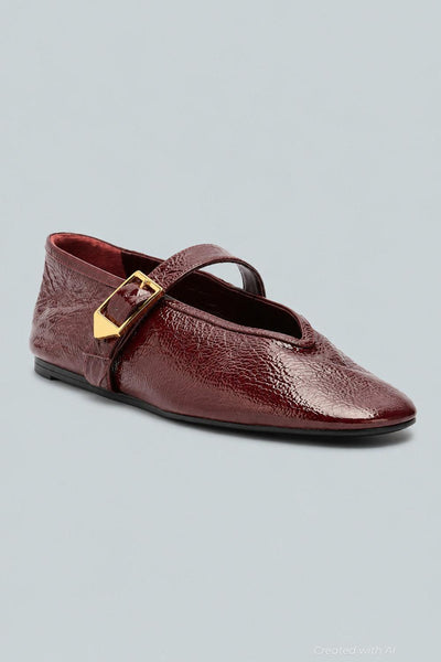 Courtney Buckle Patent Flat - Red - 7.5 - Flats