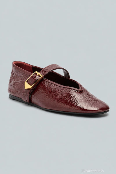 Courtney Buckle Patent Flat - Red - 7.5 - Flats
