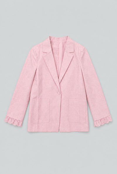Blazer With Eyelet Cuffs - Pink