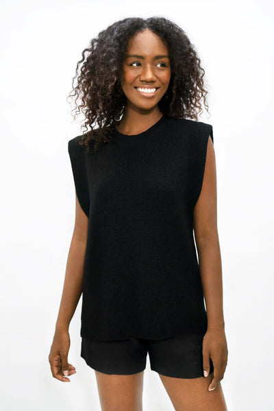 Napoli High Neck Knitted Top - Licorice
