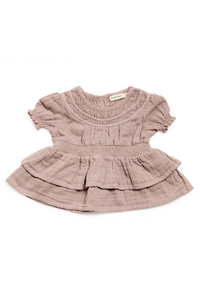 Baby Organic Muslin Layered Top - Raspberry Cream