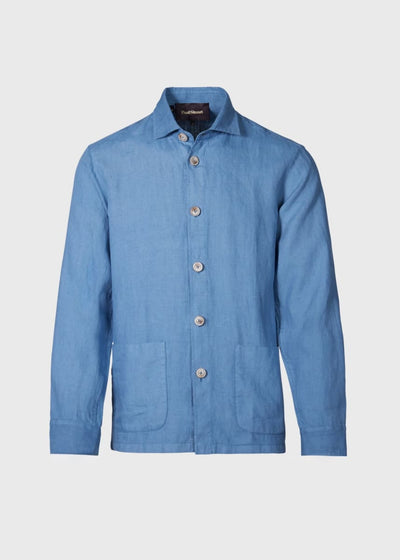 Linen Shirt Jacket - Slate Blue