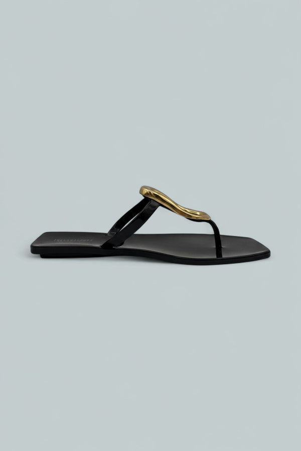 Women's Linques Jelly Sandals - Black Shiny Gold