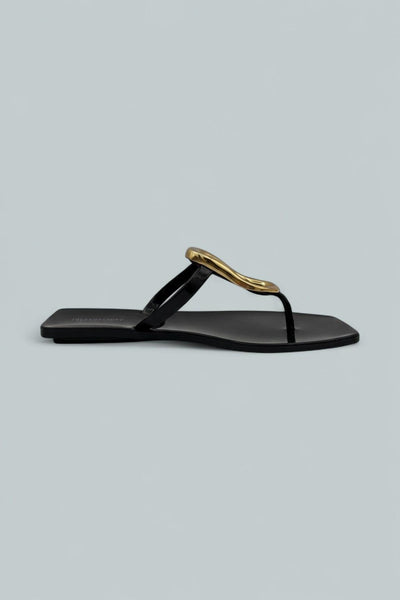 Women's Linques Jelly Sandals - Black Shiny Gold