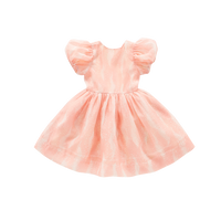 Fit & Flare Dress with Puff Sleeves - Pink