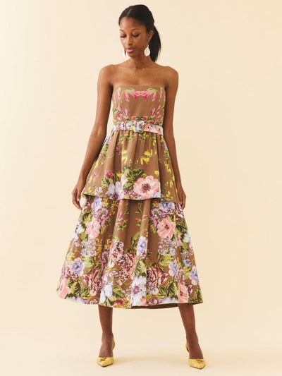 Daisy Dress - Caramel Victorian Floral - Dresses