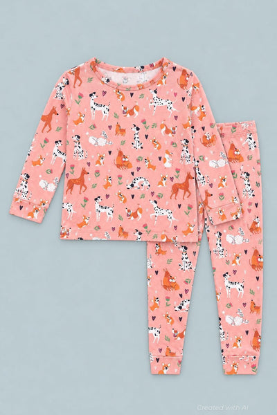 Dalmatian Poodle Puppy Big Kid Pajama Set - Puppy Love - Pajamas