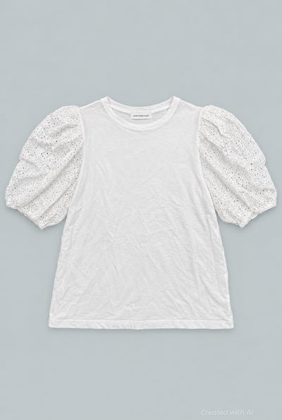 Dana Pouf Sleeve Top - White - Shirt