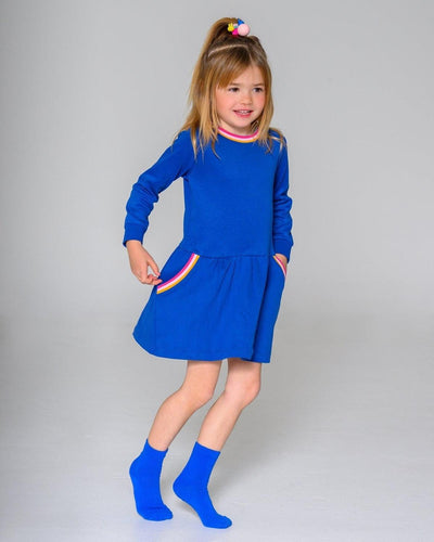 Rainbow Pocket Dress - Blue