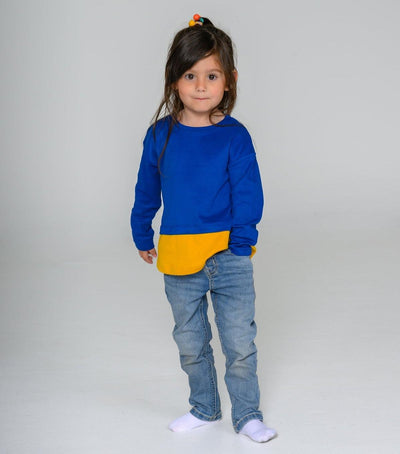 Long Sleeve Layered T-shirt - Blue & Yellow