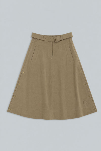 Cotton Midi Skirt - Beige