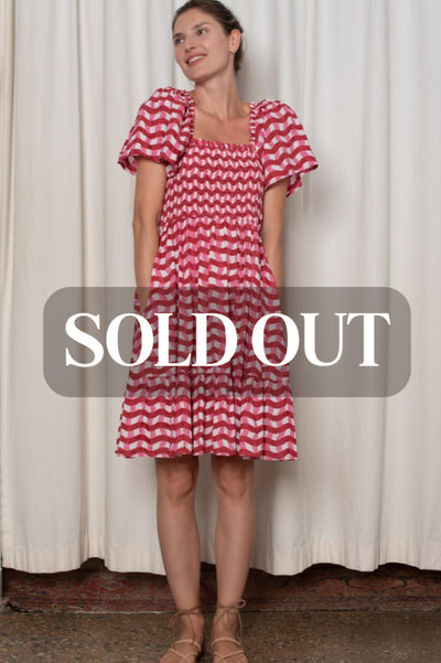 Delilah Dress - Red and Pink Zigzag Stripe - Dresses