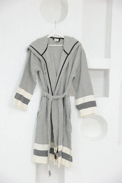 Cotton White & Black Bathrobe