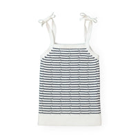 Pointelle Stripe Sweater Tank - Navy Mini Stripe