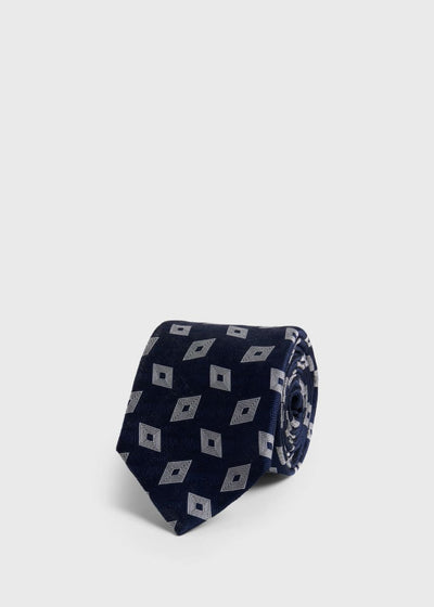Diamond Deco Tie - Navy - ONE SIZE - Tie