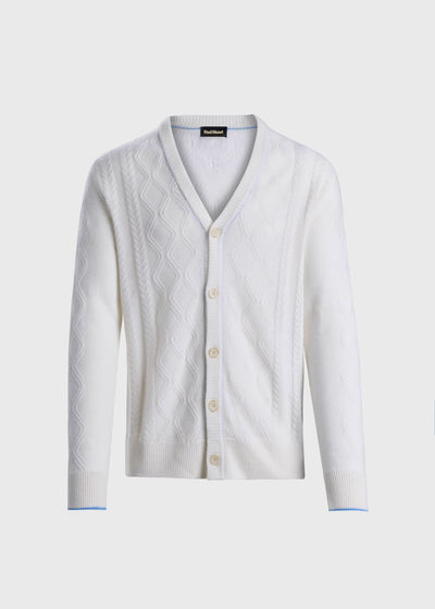 Cashmere Cable Cardigan - White