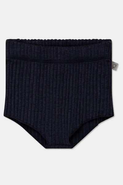 Rib lettuce-edge shorts - Dark blue