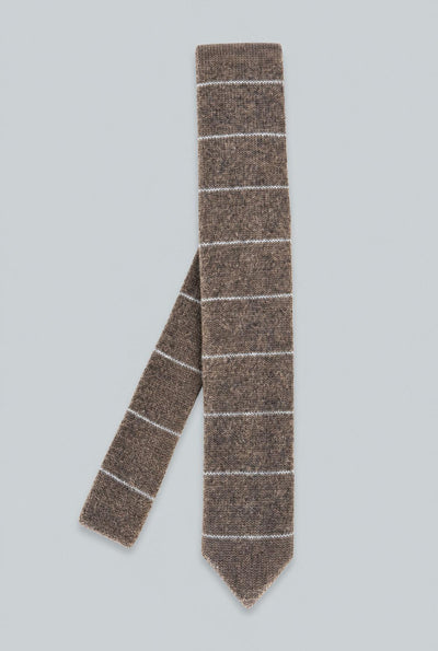Cashmere Knit Tie - Grey Stripe
