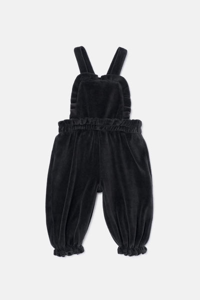 Velour Baby Overalls - Dark Grey