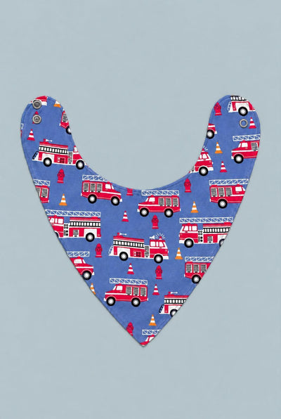 Blue Fire Truck Baby Bib - Cameron