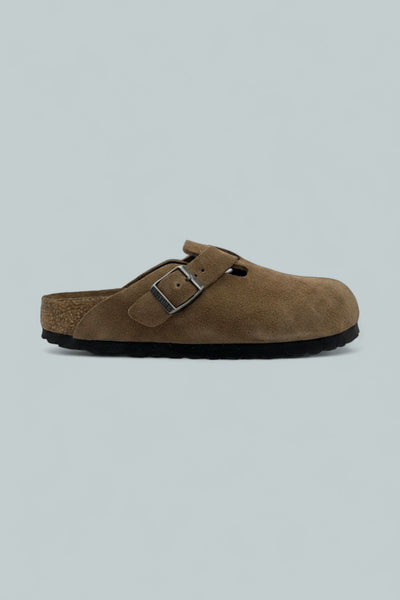 Boston Soft Footbed Suede Leather Clogs - Dark Tea Tonal