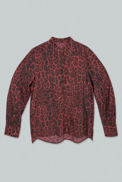 Printed Organic Silk Blouse - Berry