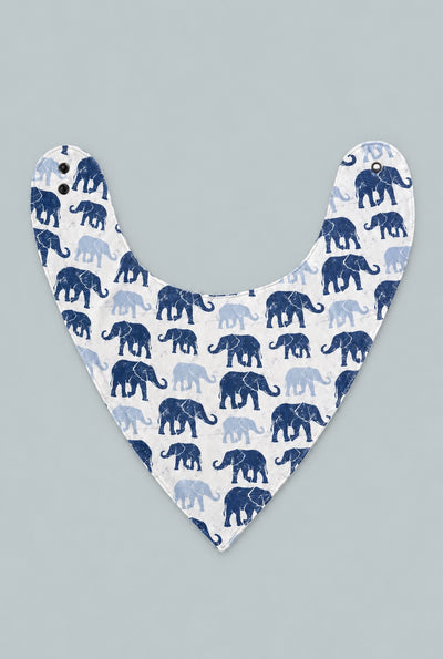 Blue Elephant Baby Bib - Ethan's Elephants