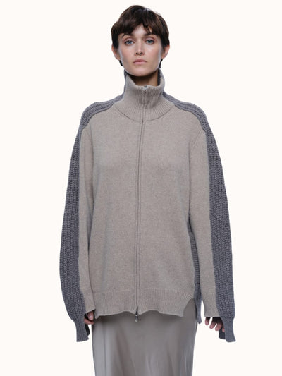 Dakota Zip Front Cardigan - Oatmeal