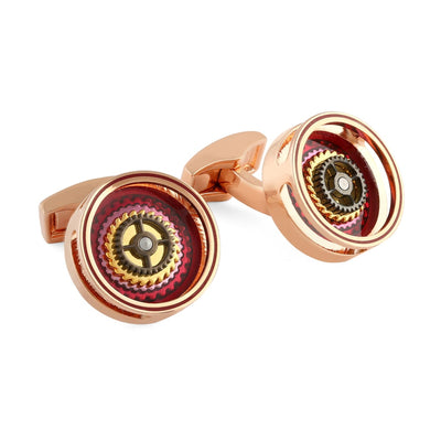 Bullseye Gear Cufflinks In Red - Red