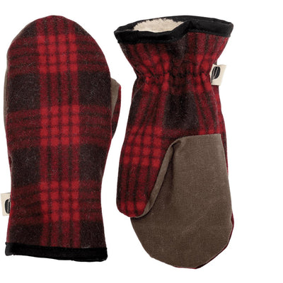 The Kids Mitts - Black/Red Tartan