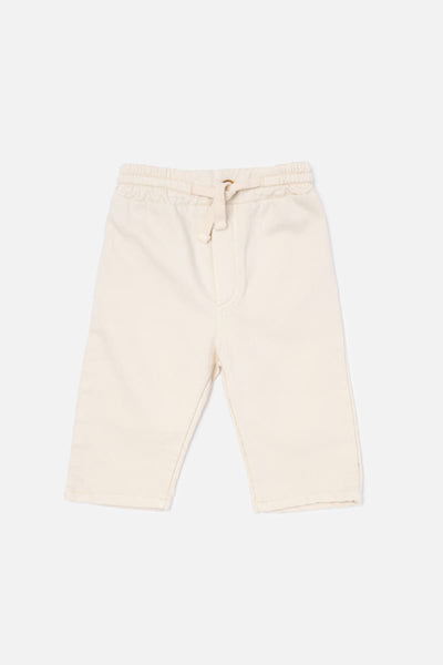Twill Plush Baby Pants - Stone