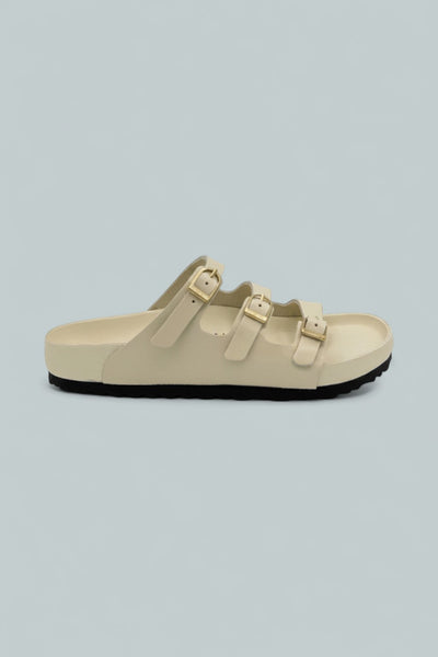 Florida Exquisite Natural Leather Patent Sandals - High Shine Ecru