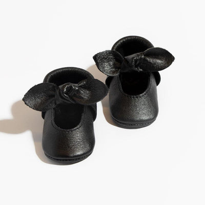 Ebony Knotted Bow Baby Shoe - ’Flats - Baby Kids Adult All’