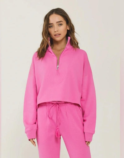 Delilah Quarter Zip Sweatshirt - Hot Pink