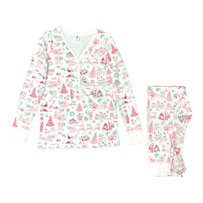 Women's Jogger & Henley Pajama Set - Santa