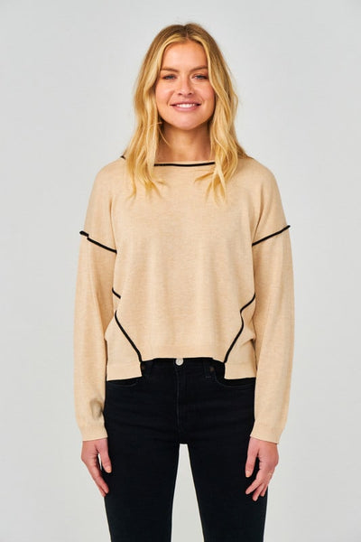 Dropped Hem Contrast Sweater - Sandstorm