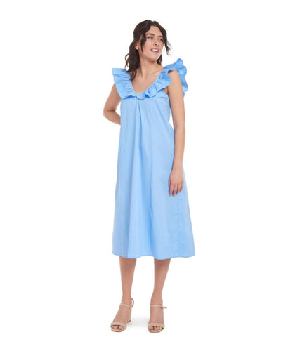 Erin Ruffle Midi Dress - Bluebird - Dresses