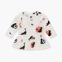 Long Sleeve Peplum Tee - Midnight Meow