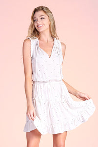 Brush Satin Polka Dot Baby Ruffle Dress - Ivory