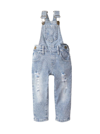 Baby Distressed Denim Overall - Light Wash - Overalls
