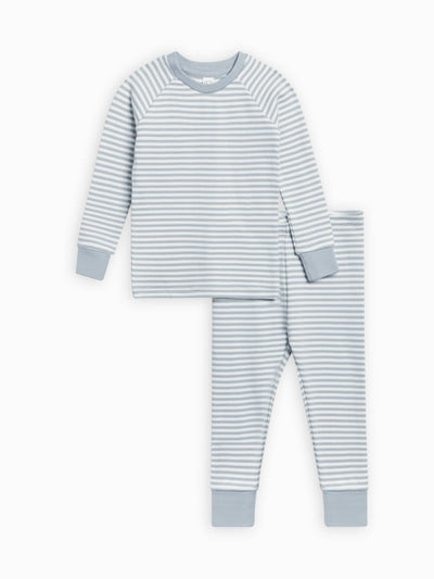 Organic Long Sleeve Jammies - Mist Stripe
