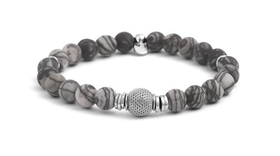 Stonehenge Silver Bracelet In Spiderweb Jasper - Black